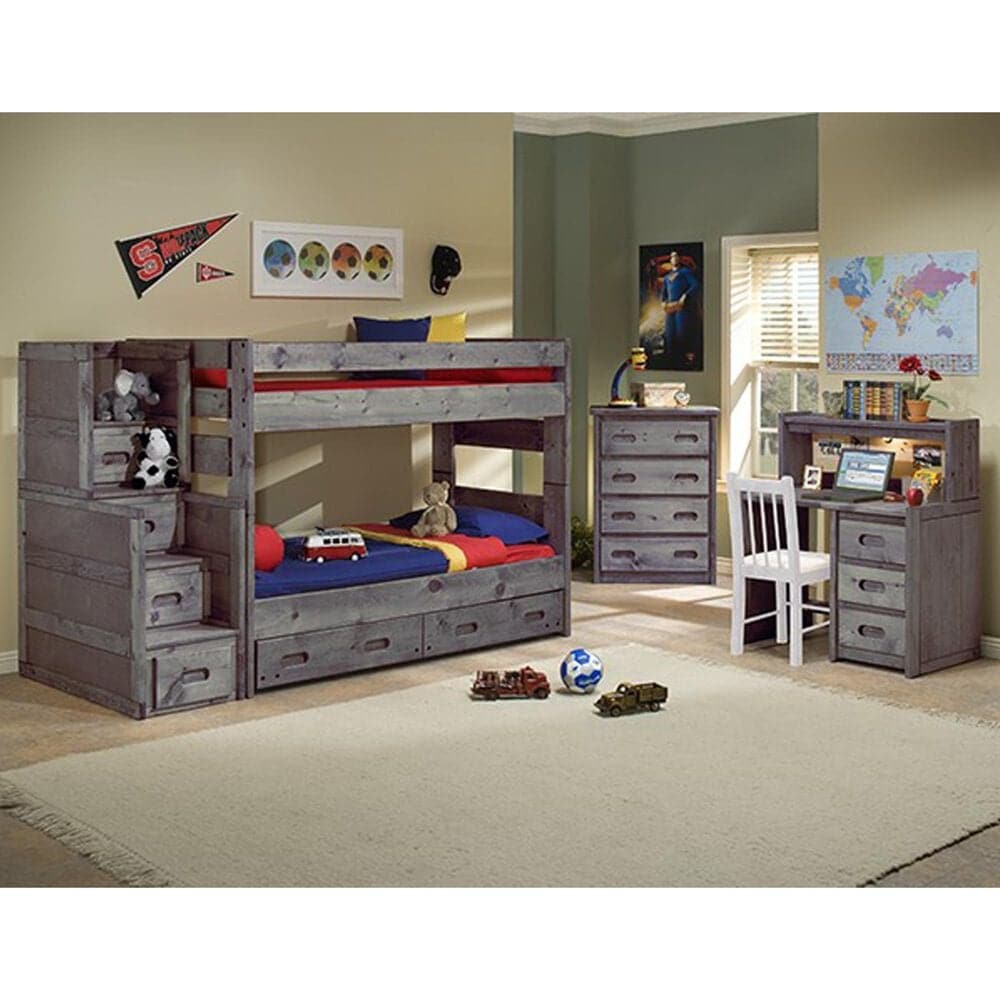 Timber Point Bunkhouse Wrangler Twin over Twin Bunkbed in Driftwood, , large