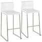 Lumisource Mara Barstool with White Cushion in Stainless Steel (Set of 2), , large
