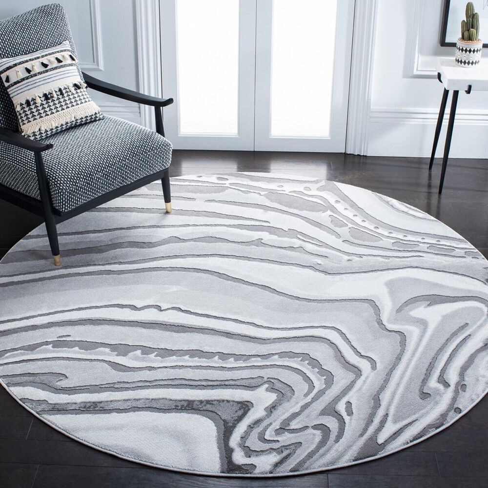 Safavieh Craft CFT843F 6&#39;7&quot; Round Light Grey and Grey Area Rug, , large