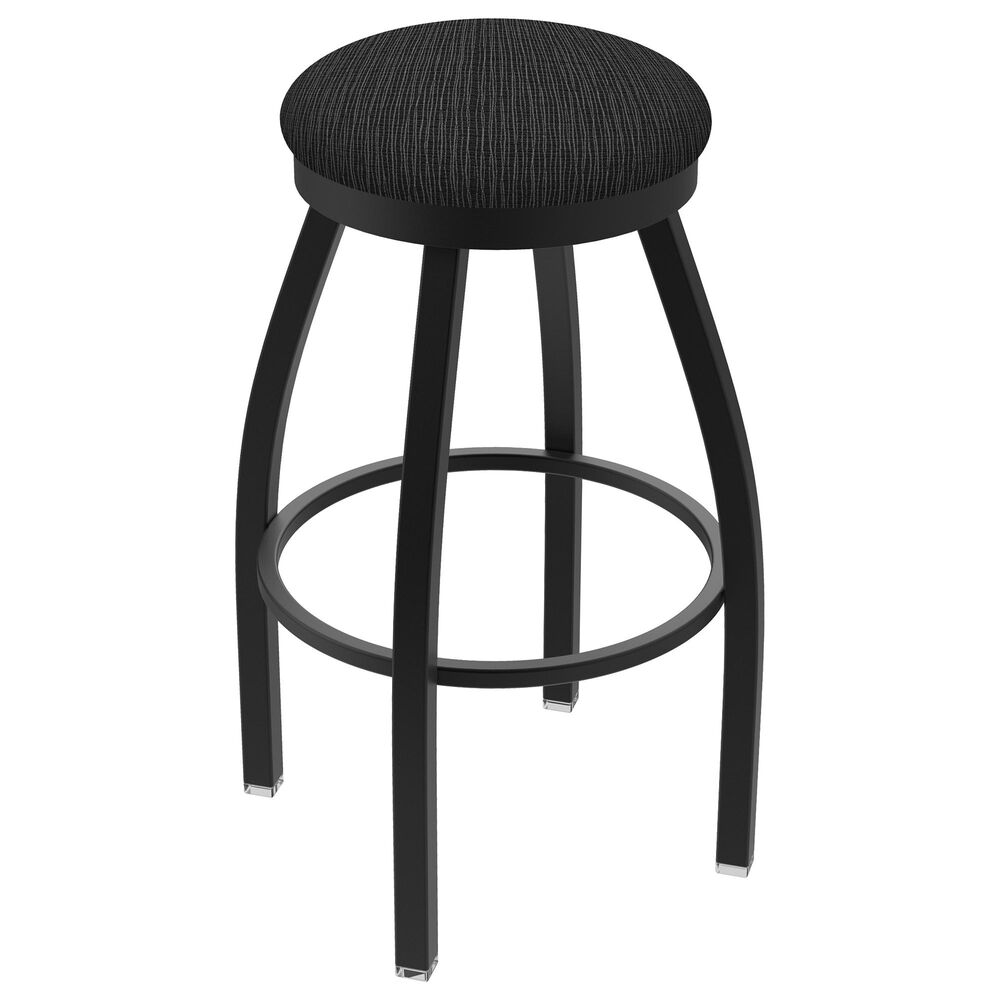 Holland Bar Stool 802 Misha 25" Swivel Counter Stool with Black Wrinkle and Graph Coal Seat, , large