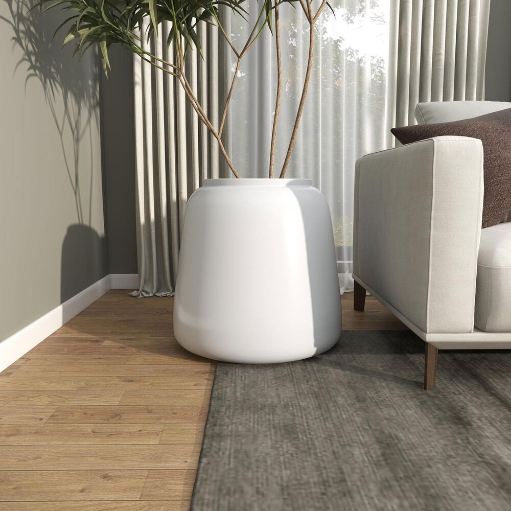 Maple and Jade 20&quot; Short Floor Decorative Vase in Polished White, , large