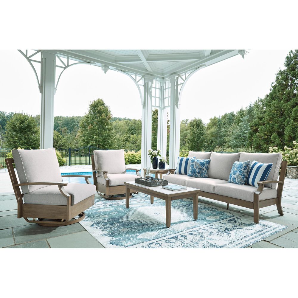 Ashley Rainier Ranch Patio Square End Table in Brown and Beige, , large