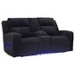 Ashley Forest Lake Power Reclining Loveseat with Console and Adjustable Headrest in Black Velvet, , large