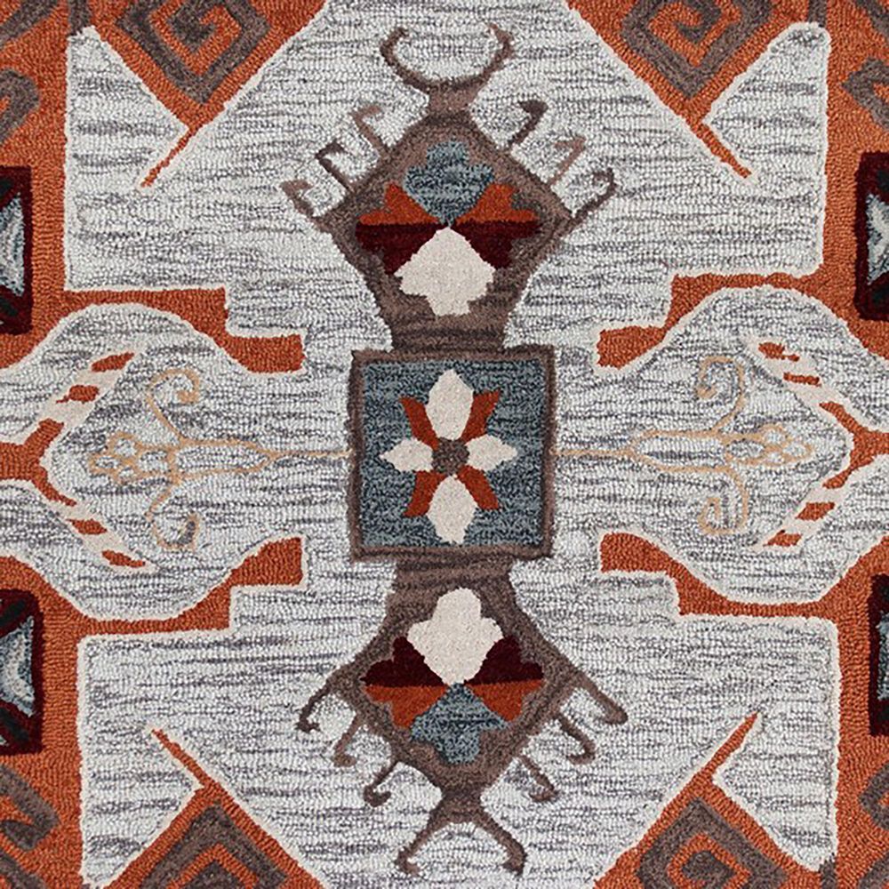 L&amp;R Resources Sinuous Textile Southwestern 4&#39; Octagon Terracotta, Gray and Blue Area Rug, , large