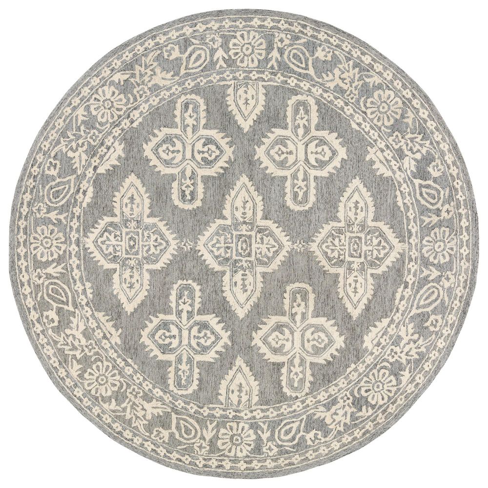 Surya Granada GND-2302 8' Round Medium Gray and Beige Area Rug, , large