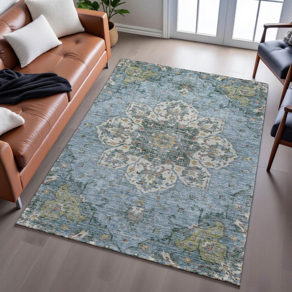 Dalyn Rug Company Silk Road Aqua, Ivory, Beige, Blue, Gold, Aloe and Gray 10&#39; x 14&#39; Area Rug, , large