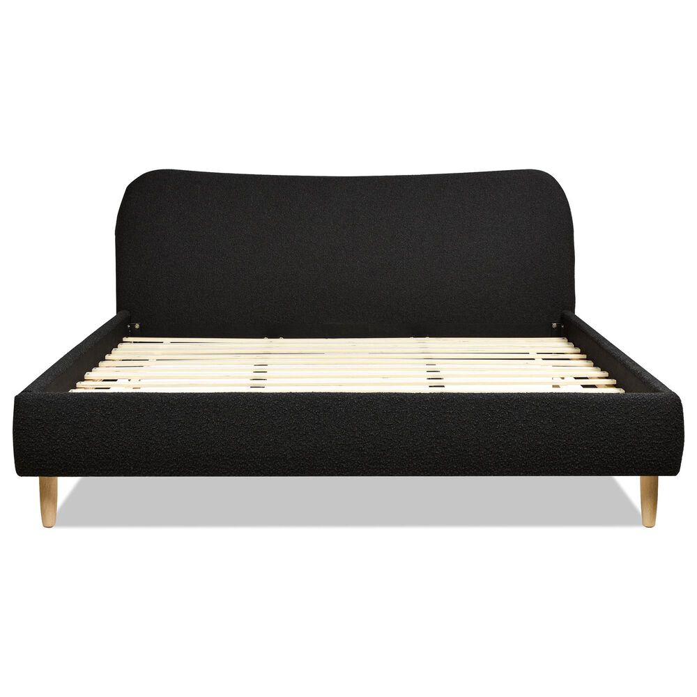 Jennifer Taylor Home Roman King Platform Bed with Ebony Black Upholstered in Natural Whitewashed, , large