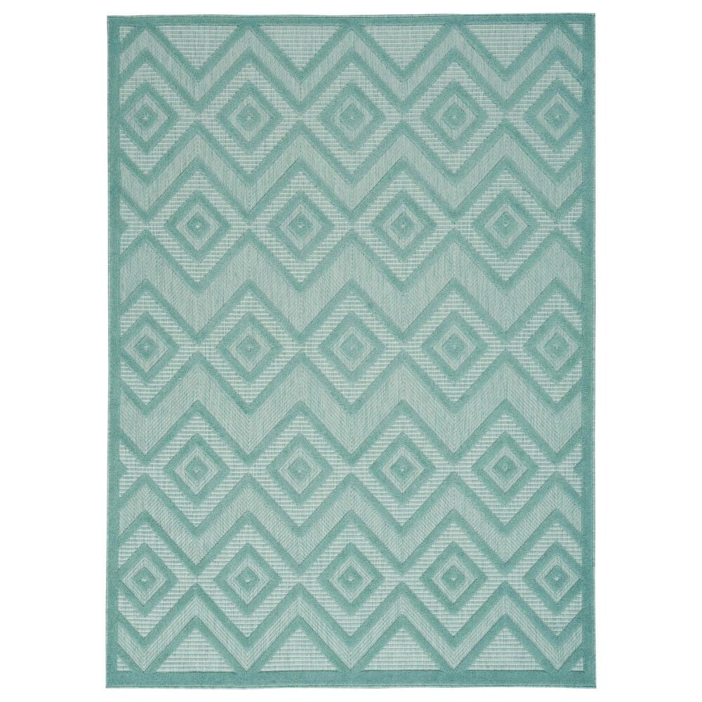 Nourison Versatile 5" x 7" Aqua and Teal Indoor/Outdoor Area Rug, , large