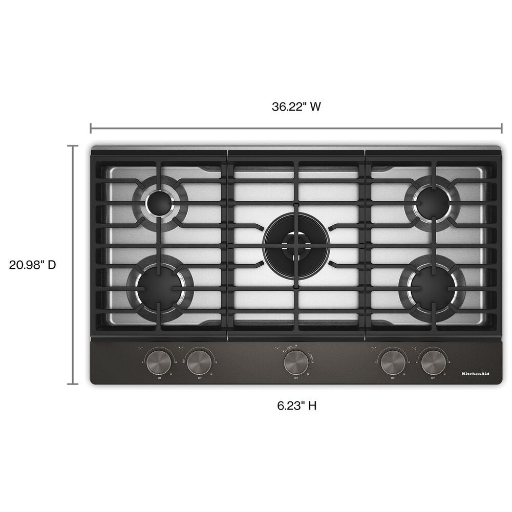 KitchenAid 36" Gas Cooktop with Backlit Knobs and Griddle in Black Ore, , large