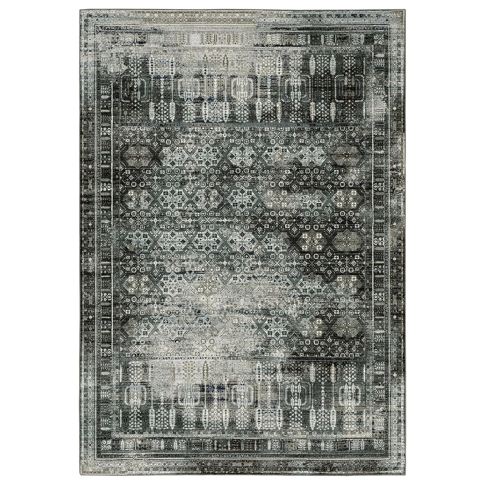 Oriental Weavers Gemini Distressed Floral 9"10" x 12"10" Charcoal Area Rug, , large