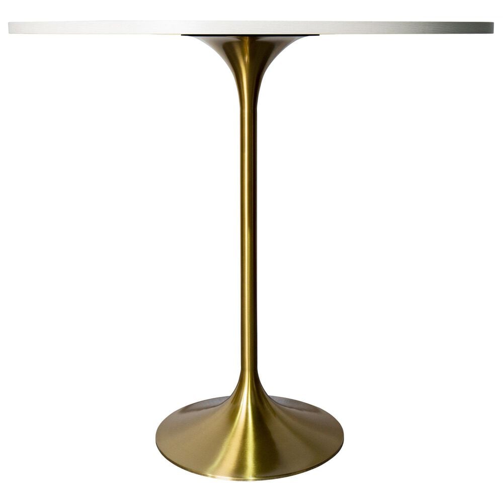 Leisuremod LeisureMod Verve Collection Modern Bar Height Table Brushed Gold Base with 48 Round Light Natural Wood MDF Top, , large