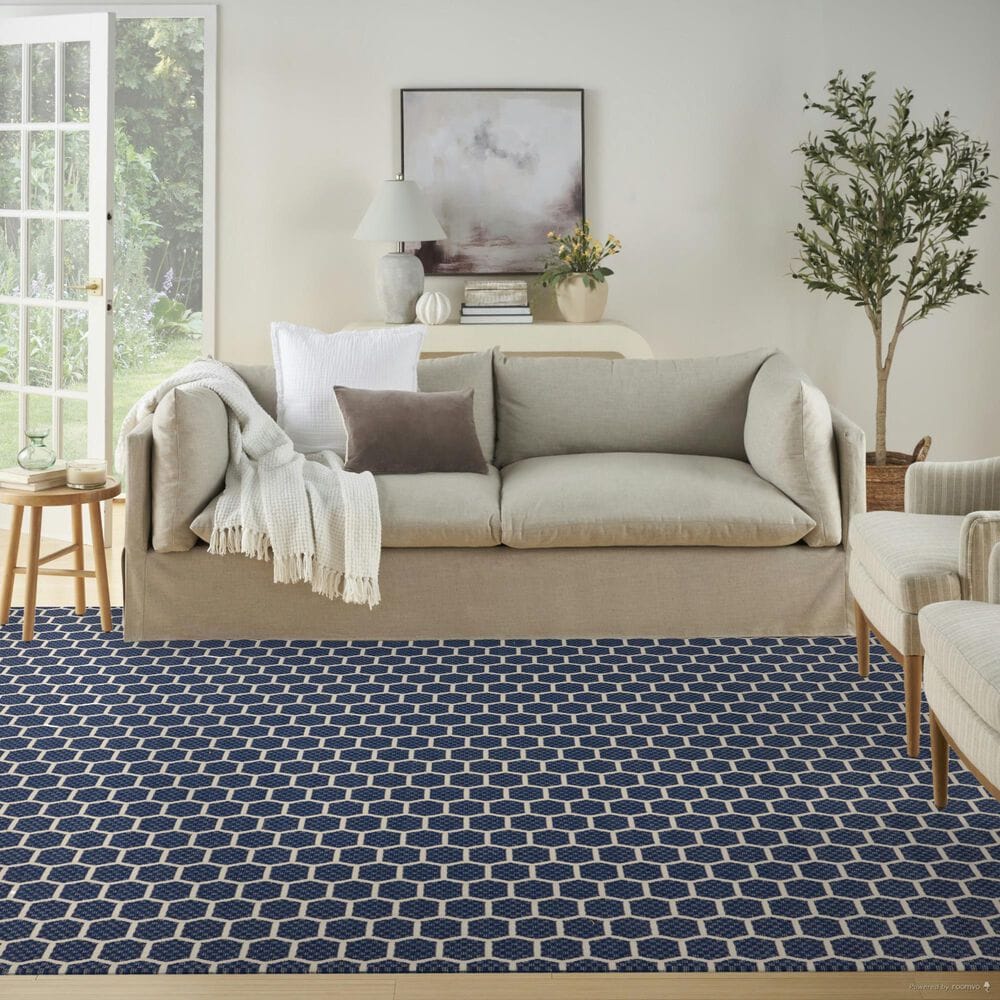 Nourison Twist Reversible 8&#39; x 10&#39; Navy Indoor/Outdoor Area Rug, , large