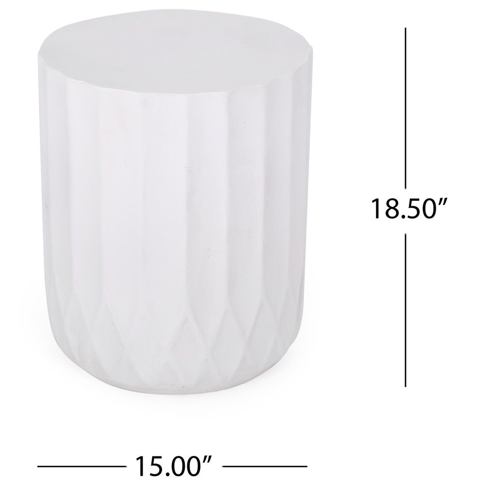 Hearth and Haven Outdoor Round End Table with Inverted Scallop Edge in Antique White, , large