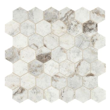 Marazzi Presario Lumen White 2" x 2" Hexagon on 12" x 12" Marble Mosaic Sheet, , large