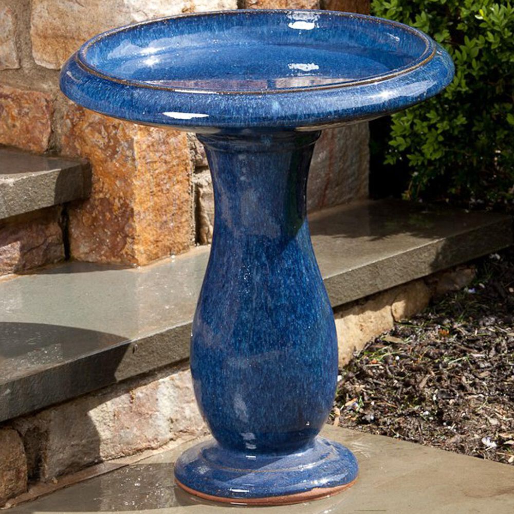Alfresco Home Mayorca Patio Bird Bath in Snow Blue, , large