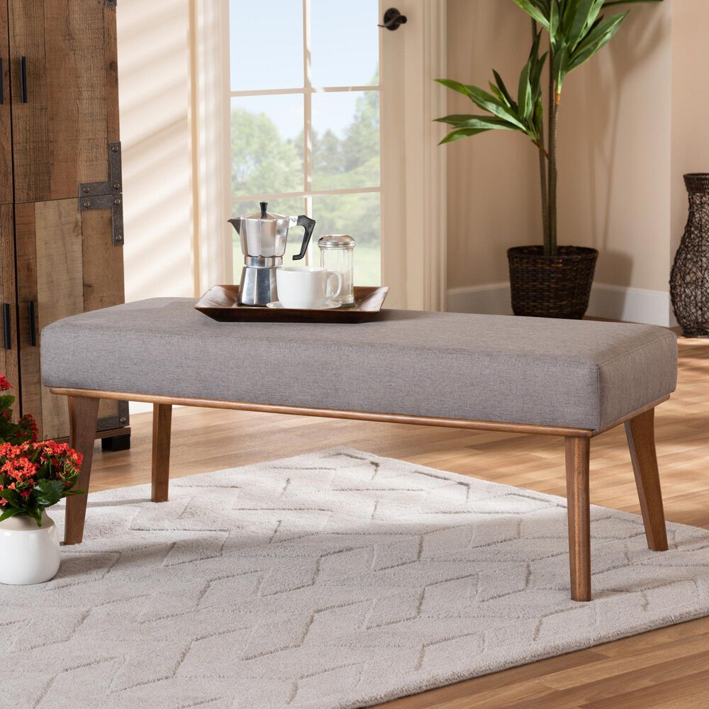Baxton Studio Odessa Dining Bench in Walnut Brown, , large