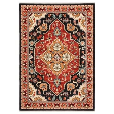 Oriental Weavers Lilihan Medallion 4929A 9"10" x 12"10" Black and Red Area Rug, , large