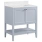 37B Ravello 30" Single Bathroom Vanity Cabinet in Soft Blue with Marble Top and Backsplash, , large