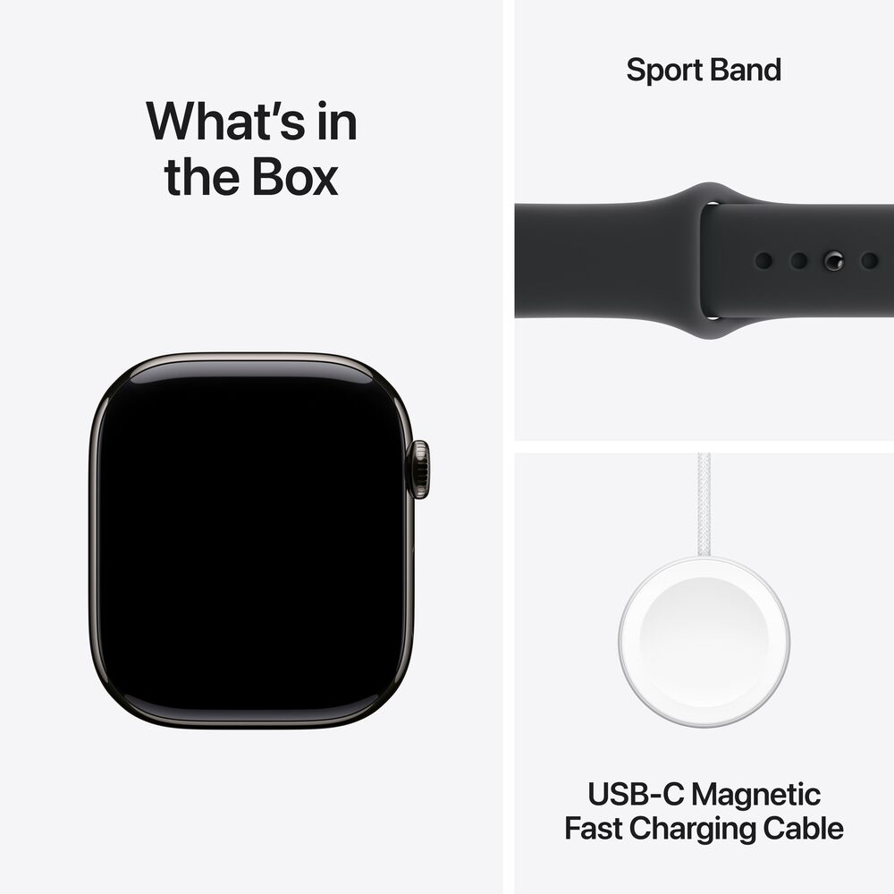 Apple Watch Series 11 &#40;GPS+Cellular&#41; 46mm Titanium Case with Black Sport Band - M/L - Slate - &#40;2025&#41;, , large
