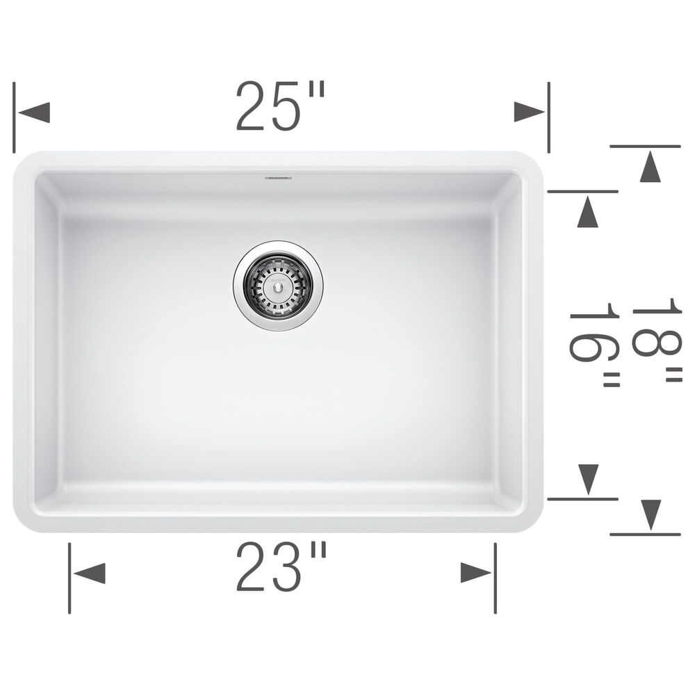Blanco Precis 25&quot; ADA Single Bowl Kitchen Sink in White, , large