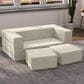 Jaxx Zipline 3-Piece Stationary Convertible Sleeper Loveseat in Ivory Velvet, , large