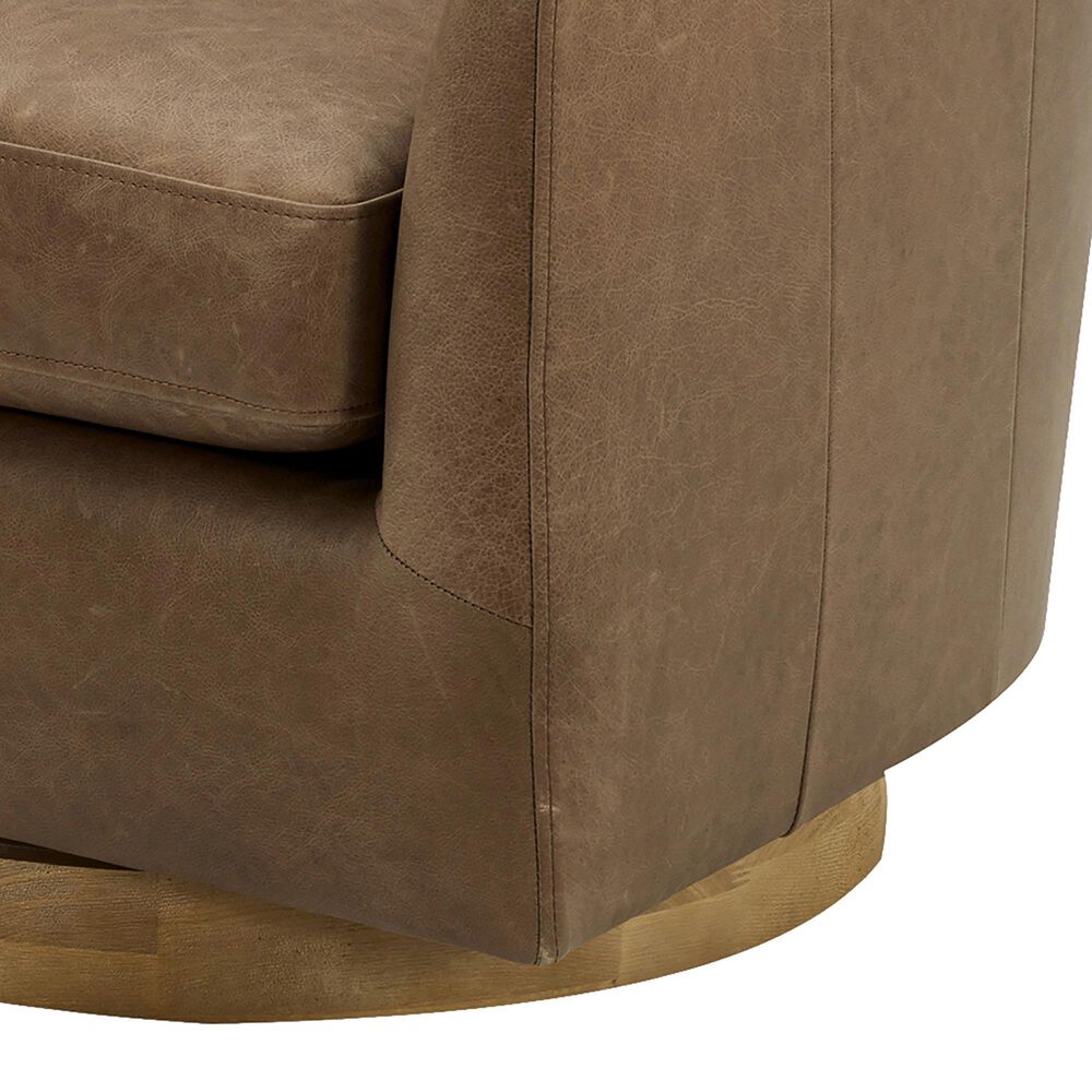 Moe&#39;s Home Collection Oscy Leather Swivel Chair in Dark Brown, , large