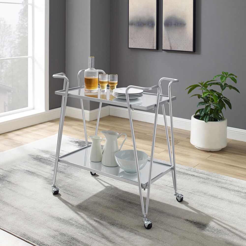 Linon Home Decor Mid-Century Bar Cart in Silver, , large