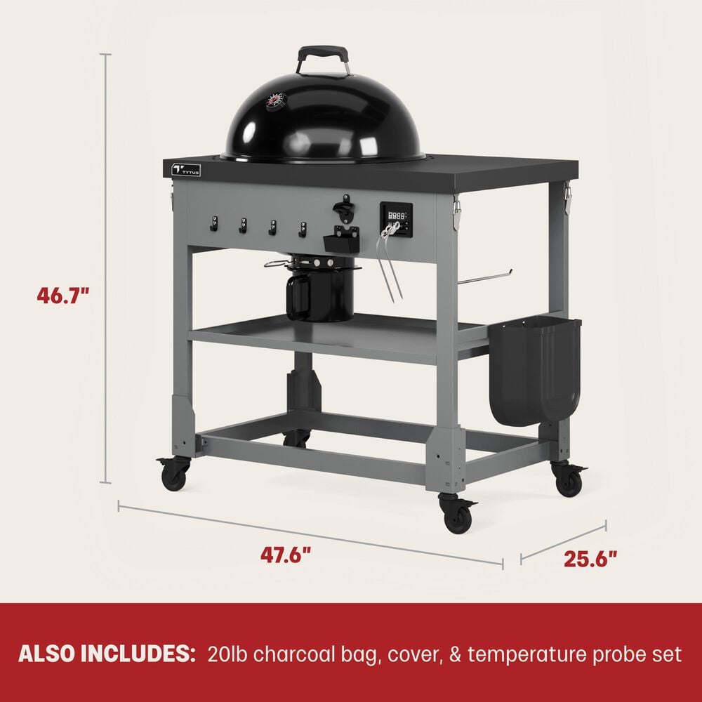 TYTUS Anaheim Charcoal Kettle with Cart in Hammertone Black and Gunmetal Gray, , large