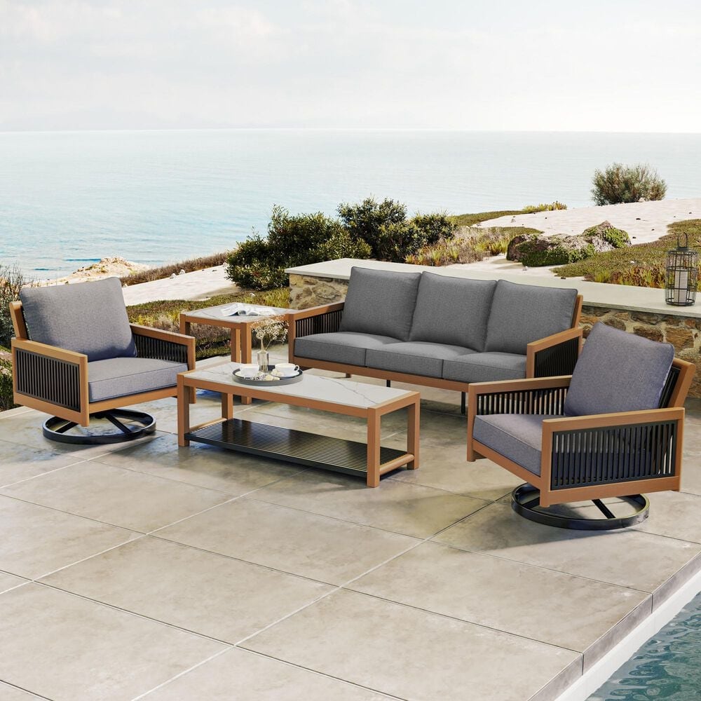 Clear Creek Collection 5-Piece Patio Conversation Set in Charcoal, , large