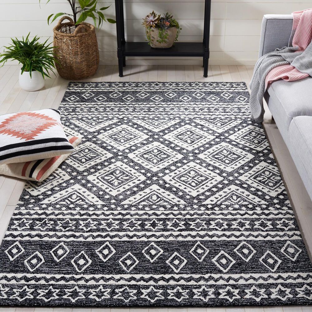 Safavieh Micro-Loop 5&#39; x 8&#39; Black and Gray Area Rug, , large
