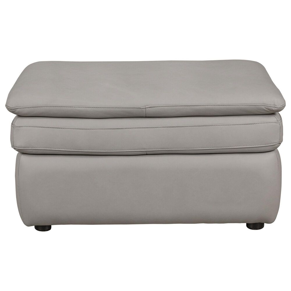 Superb Leather Leather Ottoman in Oslo Grey, , large
