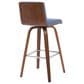Armen Living Vienna Swivel Bar Height Stool with Vintage Blue Upholstery in Walnut, , large