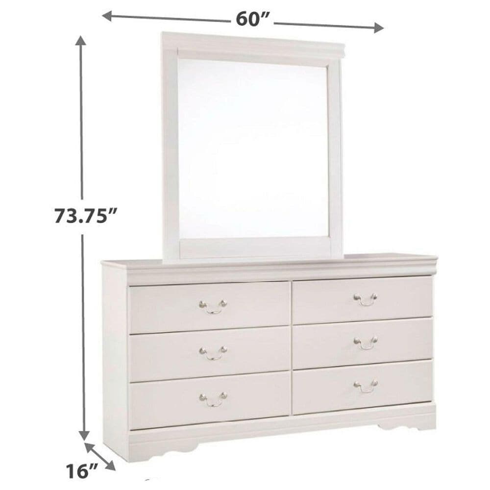 Ashley Anarasia 6-Drawer Dresser and Mirror in White, , large