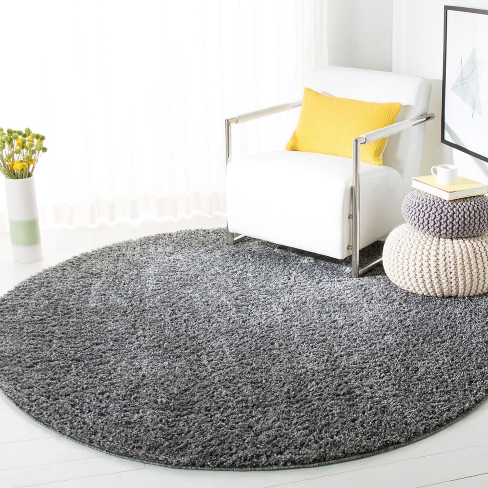 Safavieh August Shag AUG900F 6&#39;7&quot; Round Grey Area Rug, , large