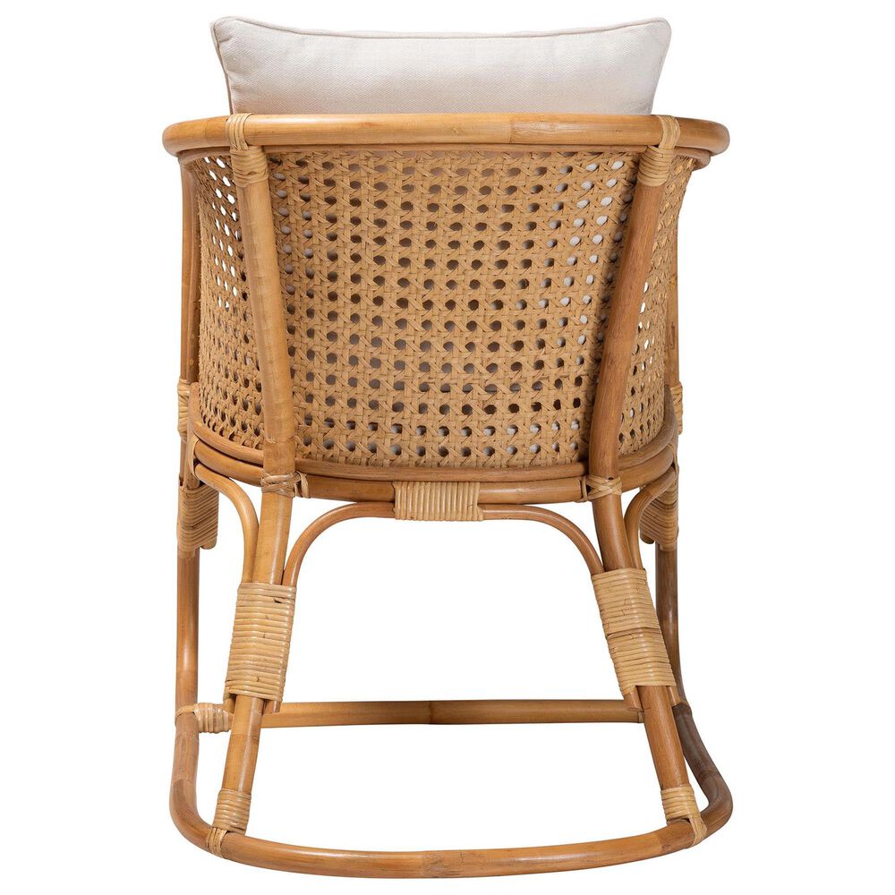 Baxton Studio Niko Patio Arm Chair with Light Honey Rattan in White, , large
