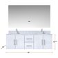 Lexora Home Geneva 60" Double Bathroom Vanity in Glossy White with 2 cm White Carrara Marble Top and Rectangular Sinks, , large
