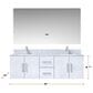 Lexora Home Geneva 60" Double Bathroom Vanity in Glossy White with 2 cm White Carrara Marble Top and Rectangular Sinks, , large