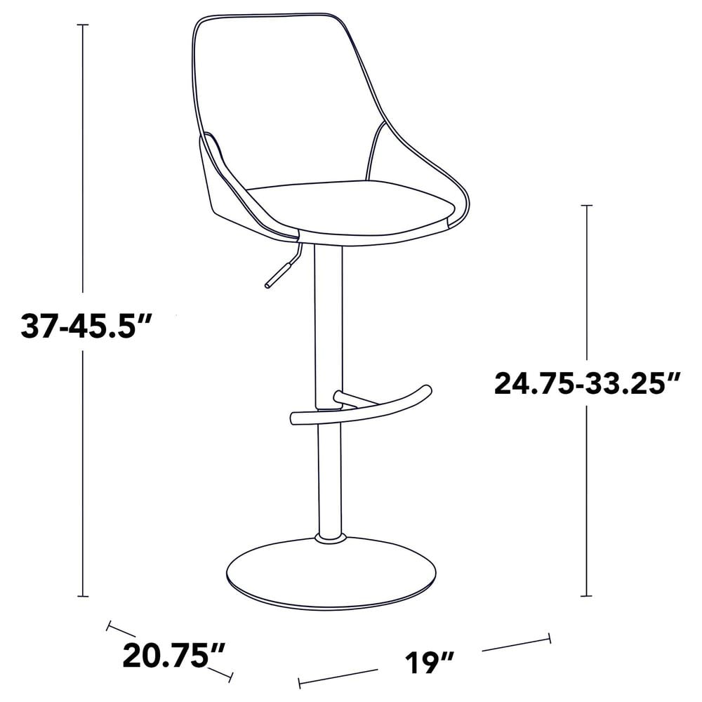 LumiSource Diana Adjustable Barstool with Black Faux Leather Upholstery in Black (Set of 2), , large