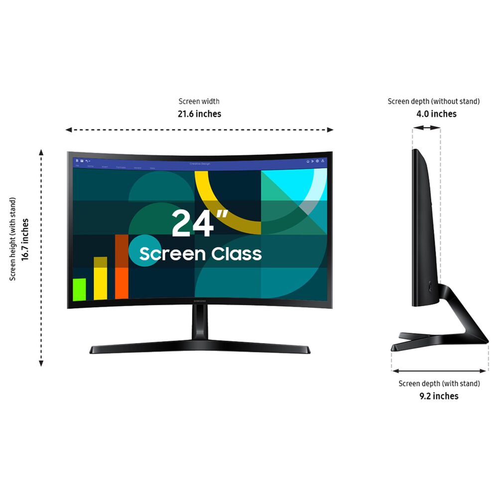 Samsung 24&quot; S3 &#40;S36GD&#41; FHD IPS 100Hz Curved Monitor in Black, , large