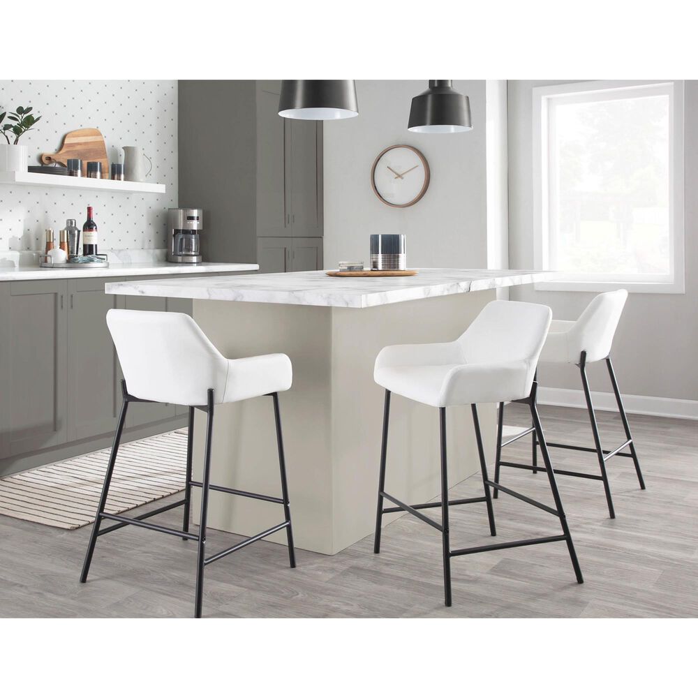 LumiSource Daniella Counter Stool with White Upholstery in Black (Set of 2), , large