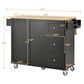 HOMLUX 53" Rolling Mobile Kitchen Island with Solid Wood Top and Locking Wheels in Black, , large
