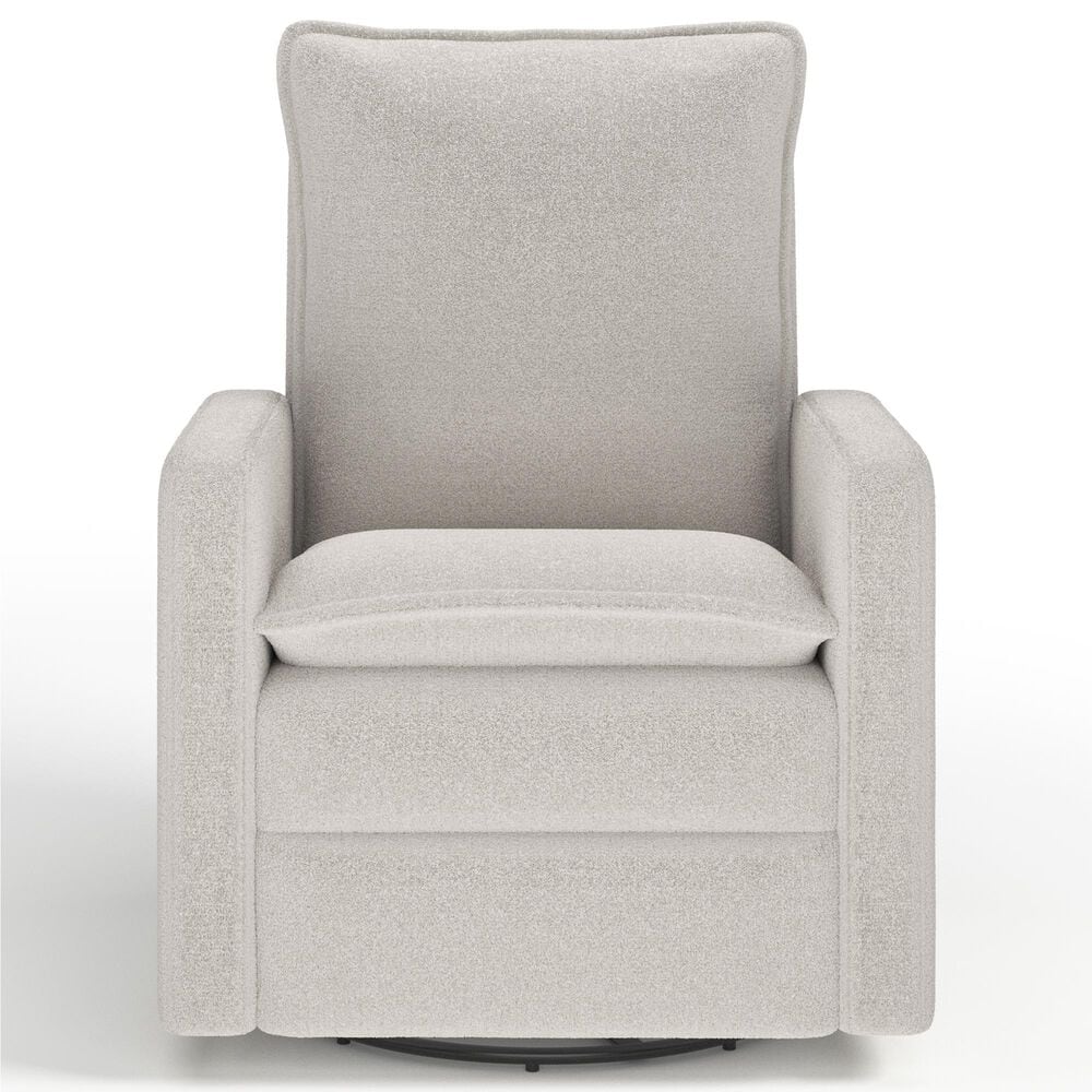 M Design Village Uptown Swivel Push Back Rocker Recliner in Boucle White, , large