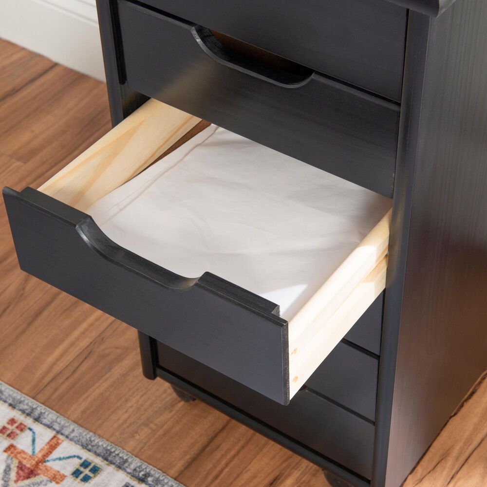 Linon Home Decor Cary 6-Drawer Rolling Cart in Black, , large