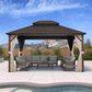 HOMLUX 12" x 14"Outdoor Hardtop Gazebo with Galvanized Steel Roof in Brown, , large