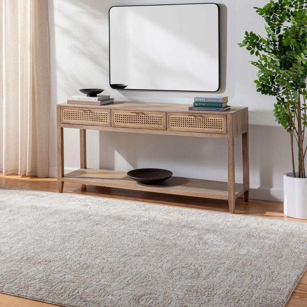 Surya Masterpiece Light Gray, Medium Gray, Cream and Tan 6'7" x 9'6" Area Rug, , large