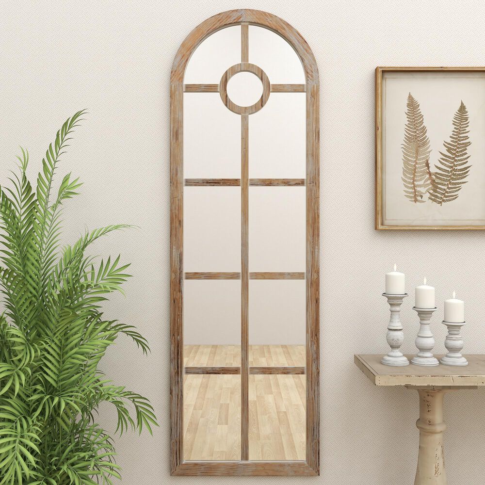 Maple and Jade Arch Wall Mirror in Brown, , large