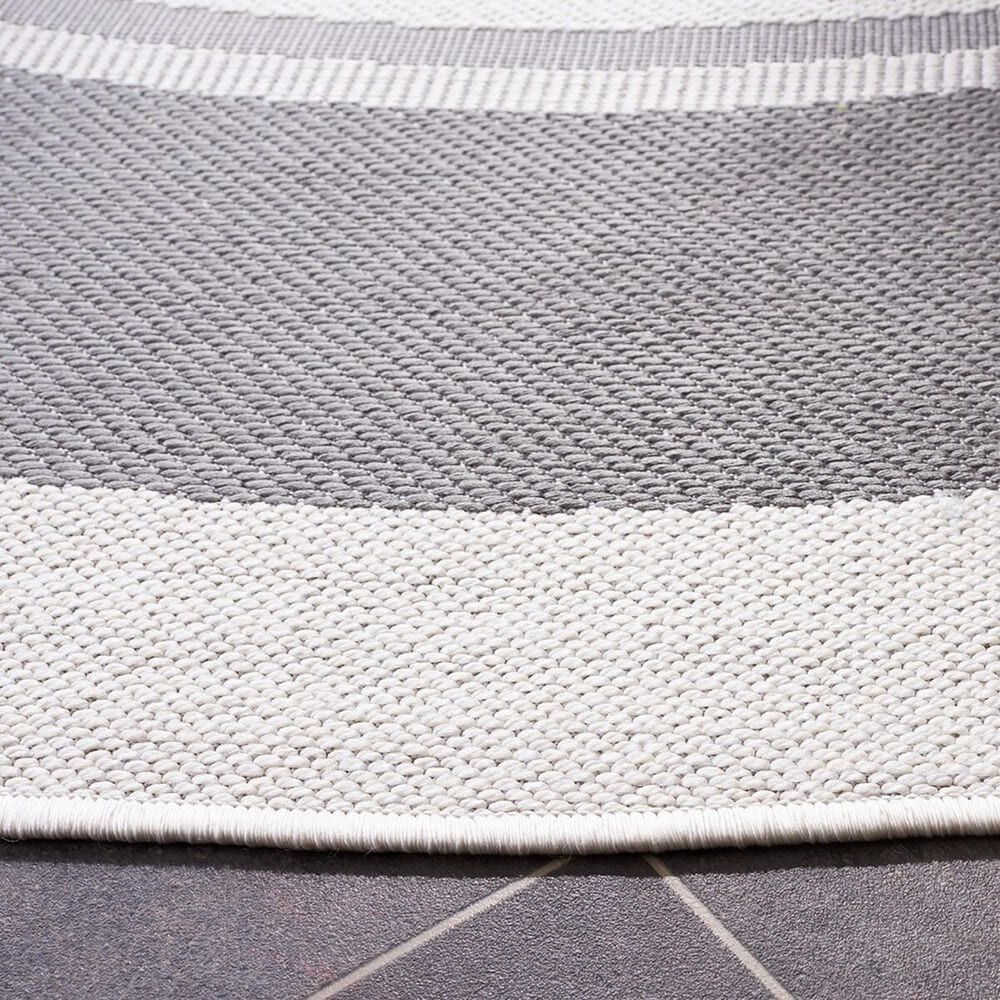 Safavieh Martha Stewart Cyprus Chevron 6&#39;7&quot; Round Ivory and Grey Area Rug, , large