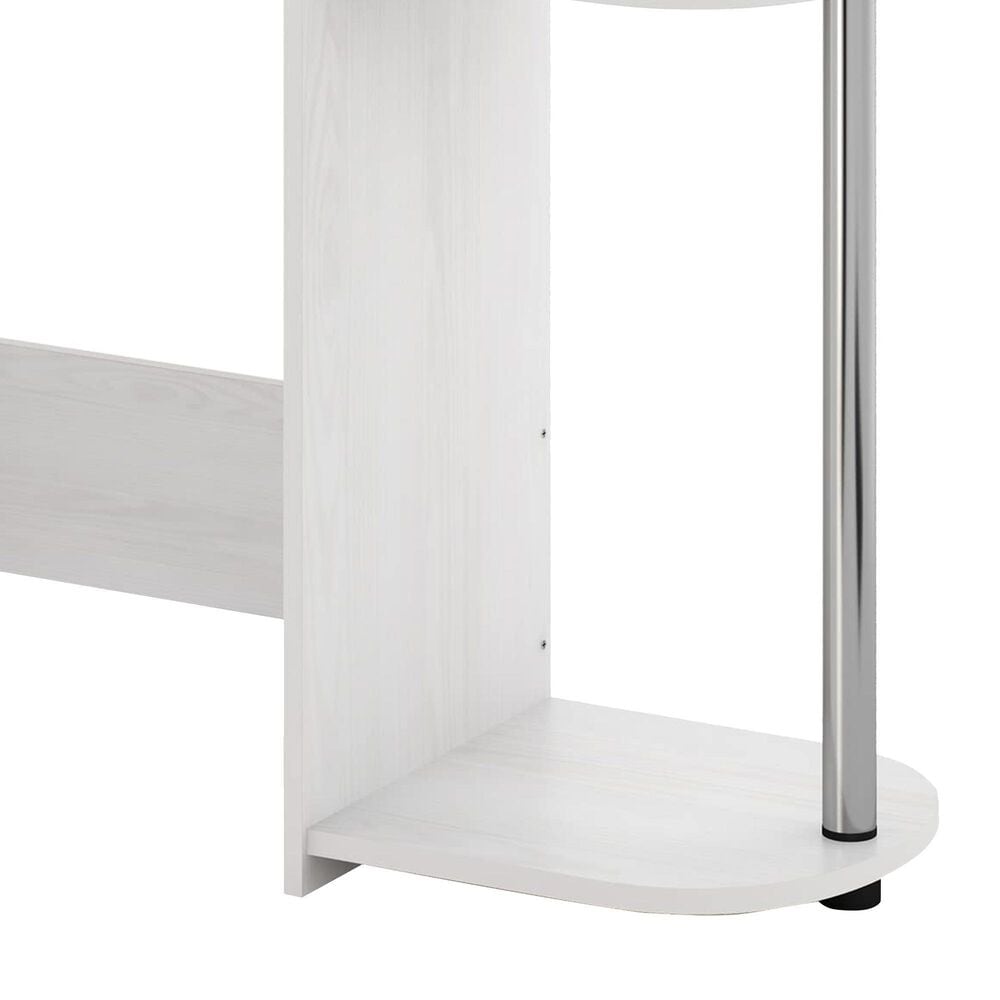 HOMLUX 32" Computer Desk with Two Drawers in White Oak and Stainless Steel, , large