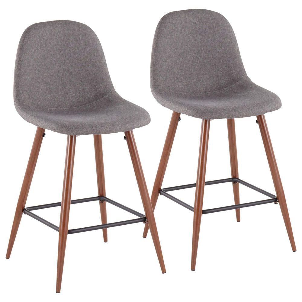 Lumisource Pebble Counter Stool in Charcoal/Walnut (Set of 2), , large