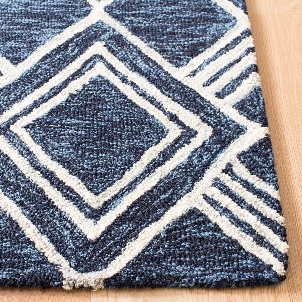 Safavieh Micro-Loop MLP154N 2&#39;3&quot; x 7&#39; Navy and Ivory Runner, , large